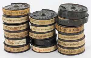 17 rolls of 9.5mm Pathe Baby film cassette's with Films on them